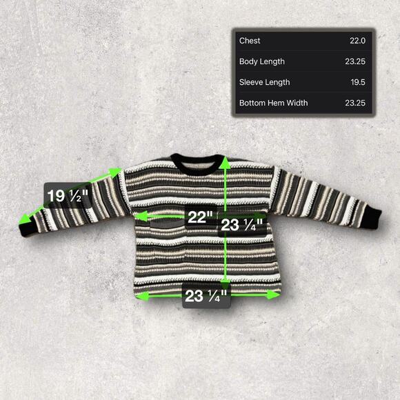 ★ Vintage Striped Knit Sweater with Earthy Tones & Chest Pocket ★ - Picture 5 of 7